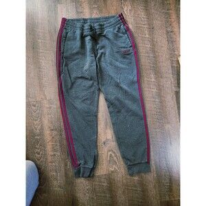 Womens L Adidas gray w/ purple stripe joggers